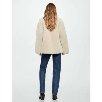 Bianstore Women’s Sherpa Fleece Jackets Casual Long Sleeve Buttons Faux Fur Coat Winter Outwear(Beige-M)