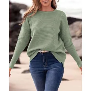 BTFBM Women Fall Sweater - Cozy Ribbed Knit Pullover