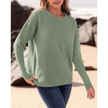 BTFBM Women Fall Sweater - Cozy Ribbed Knit Pullover