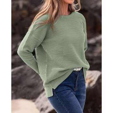 BTFBM Women Fall Sweater - Cozy Ribbed Knit Pullover