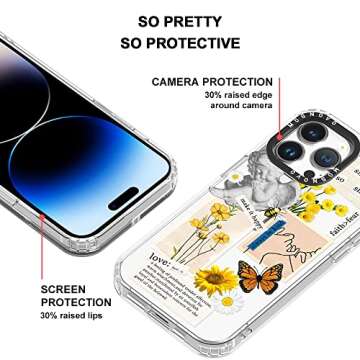 MOSNOVO Case for iPhone 14 Pro Max, [Buffertech 6.6ft Military-Grade Drop Protection] [Anti Peel Off Tech] Clear TPU Bumper Phone Case Cover Design - Vintage Collage Art