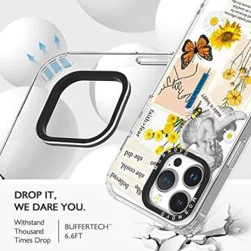 MOSNOVO Case for iPhone 14 Pro Max, [Buffertech 6.6ft Military-Grade Drop Protection] [Anti Peel Off Tech] Clear TPU Bumper Phone Case Cover Design - Vintage Collage Art