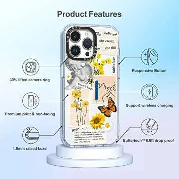 MOSNOVO Case for iPhone 14 Pro Max, [Buffertech 6.6ft Military-Grade Drop Protection] [Anti Peel Off Tech] Clear TPU Bumper Phone Case Cover Design - Vintage Collage Art