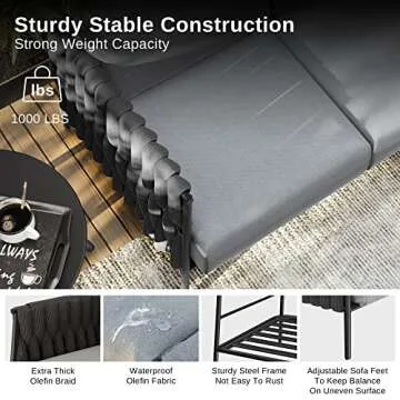 EAST OAK Outdoor Sofa with Waterproof Cushions