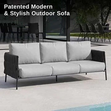 EAST OAK Outdoor Sofa with Waterproof Cushions