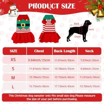 Dansydaisy 3 Pcs Christmas Dog Sweater Dresses Christmas Dog Costumes for Small Dogs Winter Warm Dog...