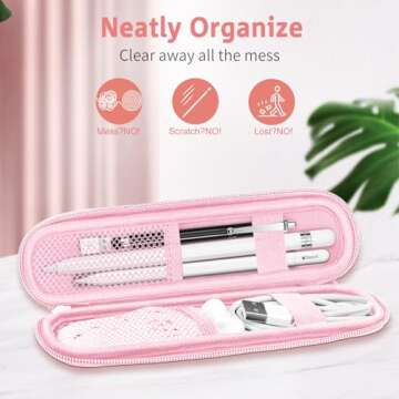 Fintie Pencil Holder Case for Apple Pencil Pro, Apple Pencil (USB-C) & Apple Pencil (1st / 2nd Gen), Soft Neoprene Zipper Carrying Bag Sleeve Pouch for Samsung Stylus, Surface Pen, Dreamy Marble