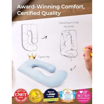 Momcozy Pregnancy Pillows for Sleeping, U Shaped Full Body Pillow 57 Inch for Pregnant Women with Ba...