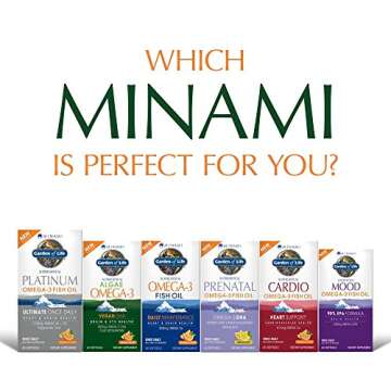 Garden of Life Minami Algae Omega 3 Vegan DHA for Brain and Eye Health - Orange Flavor, 500mg Plant Based DHA Omega-3 Vegan Algae Oil Plus Astaxanthin, No Aftertaste, 60 Easy-to-Swallow Mini Softgels