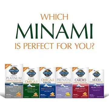 Garden of Life Minami Algae Omega 3 Vegan DHA for Brain and Eye Health - Orange Flavor, 500mg Plant Based DHA Omega-3 Vegan Algae Oil Plus Astaxanthin, No Aftertaste, 60 Easy-to-Swallow Mini Softgels