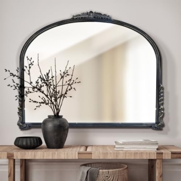 OUSHUAI Antique Gold Vintage Wall Mirror, Arched 37" x 29" for Stylish Home Decor