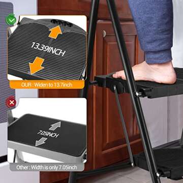 ALPURLAD 2 Step Ladder - Heavy Duty, Foldable & Non-Slip