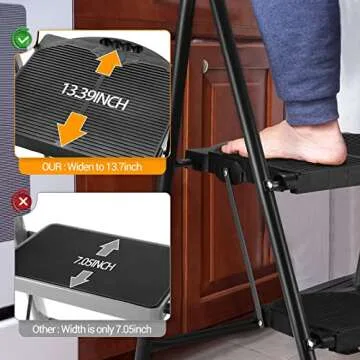 ALPURLAD 2 Step Ladder - Heavy Duty, Foldable & Non-Slip