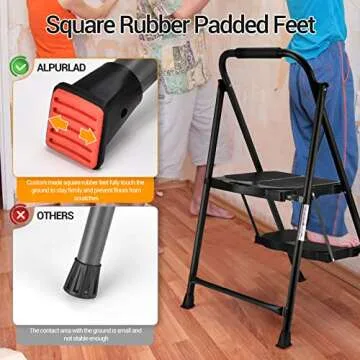 ALPURLAD 2 Step Ladder - Heavy Duty, Foldable & Non-Slip
