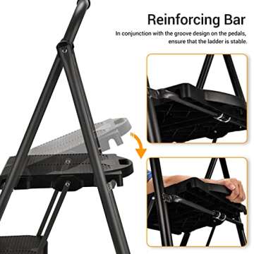 ALPURLAD 2 Step Ladder - Heavy Duty, Foldable & Non-Slip