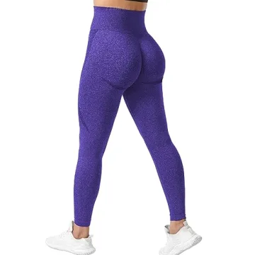 YEOREO Women Seamless Workout Leggings Gym High Waist Smile Contour Yoga Pants Electric Blue