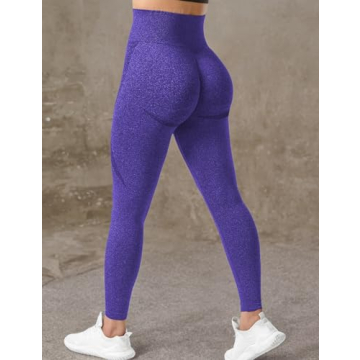YEOREO Women Seamless Workout Leggings Gym High Waist Smile Contour Yoga Pants Electric Blue