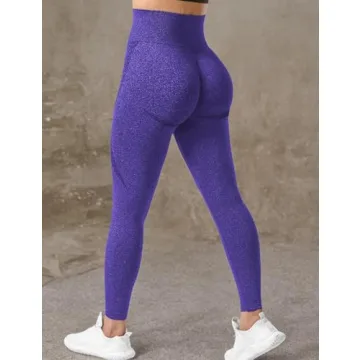 YEOREO Women Seamless Workout Leggings Gym High Waist Smile Contour Yoga Pants Electric Blue