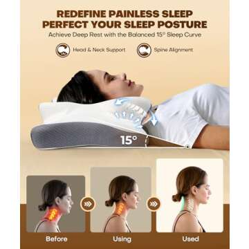 Cozyplayer Ergonomic True Cooling Memory Foam Neck Pillow for Pain Relief