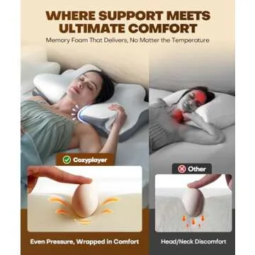 Cozyplayer Cooling Cervical Neck Pillow for Sleep Relief