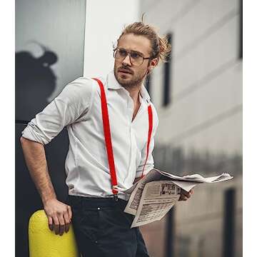 Trilece Red Suspenders - Adjustable Y Back Style for All