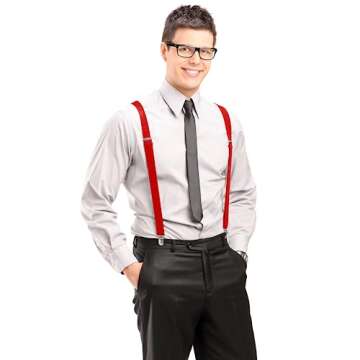 Trilece Red Suspenders - Adjustable Y Back Style for All