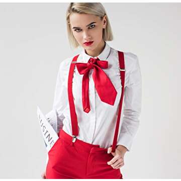 Trilece Red Suspenders - Adjustable Y Back Style for All