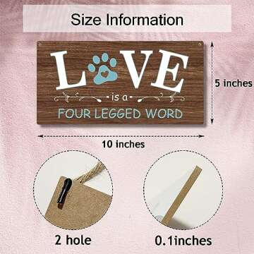 Love is a Four Legged Word Dog Lover Rustic Wooden Hanging Sign Decor, Front Door Wall Decor Sign Wo...