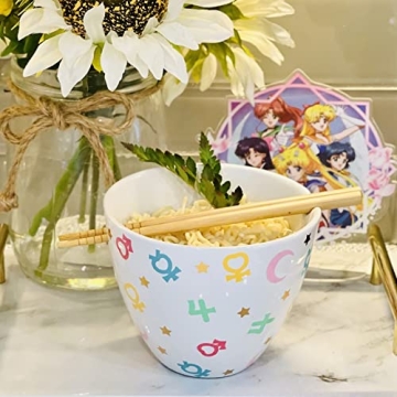 JUST FUNKY Sailor Moon Ramen Bowl Set | 16 Oz | Kawaii Bunny Pattern | Perfect Gift!