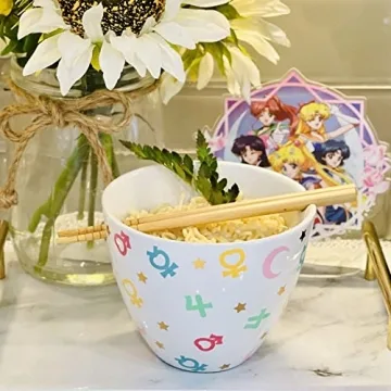 JUST FUNKY Sailor Moon Ramen Bowl Set | 16 Oz | Kawaii Bunny Pattern | Perfect Gift!