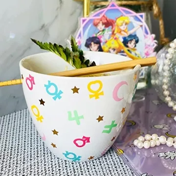 JUST FUNKY Sailor Moon Ramen Bowl Set | 16 Oz | Kawaii Bunny Pattern | Perfect Gift!