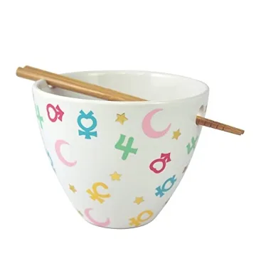 JUST FUNKY Sailor Moon Ramen Bowl Set | 16 Oz | Kawaii Bunny Pattern | Perfect Gift!