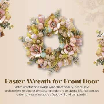 Handmade 22" Easter Egg Wreath – Elegant Spring Decor for Front Door, Wall & Mantle | Premium Flor...
