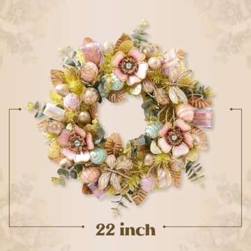 Handmade 22" Easter Egg Wreath – Elegant Spring Decor