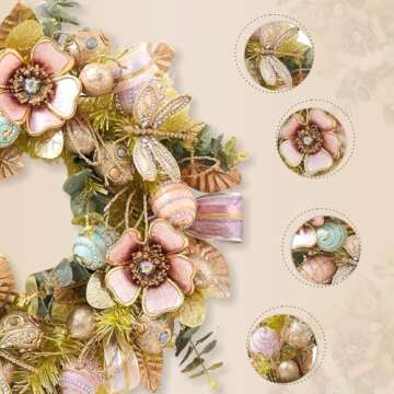 Handmade 22" Easter Egg Wreath – Elegant Spring Decor