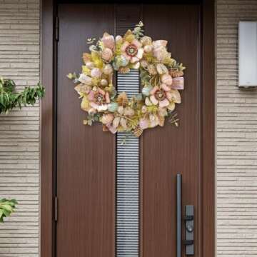 Handmade 22" Easter Egg Wreath – Elegant Spring Decor