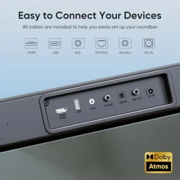 GEOYEAO Sound Bar with Subwoofer – 200W Dolby Atmos