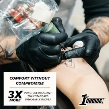 1st Choice Black Nitrile Gloves Medium Box of 100 Gloves Disposable Latex Free - Exam Grade Black Gloves for Cooking - 3mil