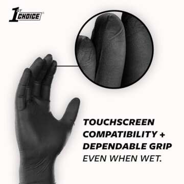 1st Choice Black Nitrile Gloves Medium Box of 100 Gloves Disposable Latex Free - Exam Grade Black Gloves for Cooking - 3mil