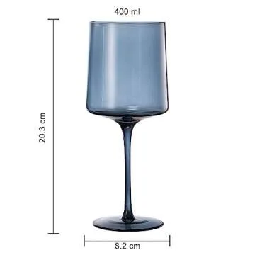 Khen - Colored Muted Colored Glasses - Water & Wine | Set of 4 | Pastel Muted Crystal Glassware, Goblet Cocktails, Red & White, Dinner Color - Stemmed Square Wine Glass Set 13.5oz