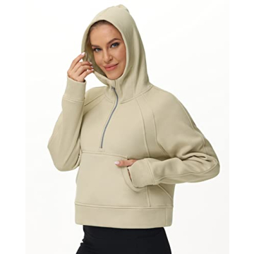 Stylish Fleece Lined Half-Zip Hoodie for Women
