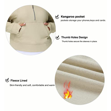Stylish Fleece Lined Half-Zip Hoodie for Women