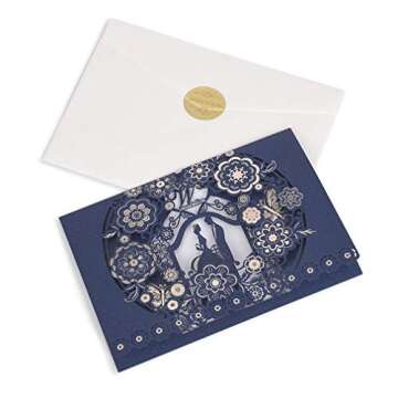 Jofanza 50PCS Laser Cut Floral Wedding Invitations with Butterfly and Envelopes 5" x 7.2" Navy Blue ...