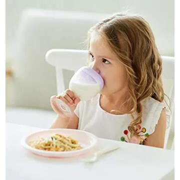 Mokde Mondge Wine Glass Sippy Cup Plastic Goblet Cup Beverage Mug Milk Bottle with Lid for Baby Kids Birthday Party Christmas Celebration New Year Celebrating (White)