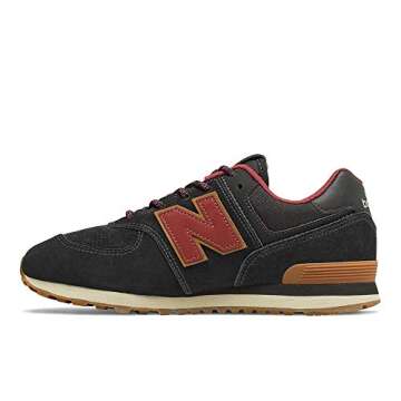 New Balance Kids 574 V1 70s Racing Lace-up Sneaker, Black/Earth Red, 9 US Unisex Toddler