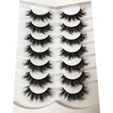 Pooplunch False Eyelashes Fluffy 8D Faux Mink Lashes Pack 15MM Wispy Short Natural Fake Eye Lashes 7...