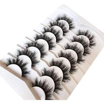 Pooplunch False Eyelashes Fluffy 8D Faux Mink Lashes Pack 15MM Wispy Short Natural Fake Eye Lashes 7 Pairs Multipack