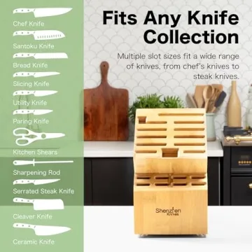 Stylish 20 Slot Bamboo Knife Block for Every Kitchen
