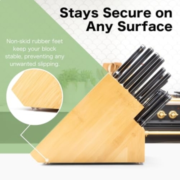 Stylish 20 Slot Bamboo Knife Block for Every Kitchen