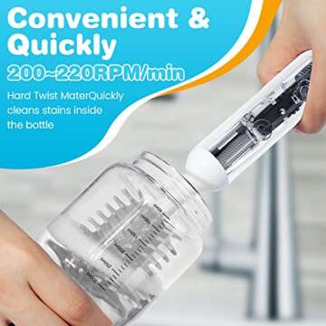 Electric Baby Bottle Brushes USB Rechargeable, Waterproof Bottle Cleaner Brush Wall-Mounted, with Si...